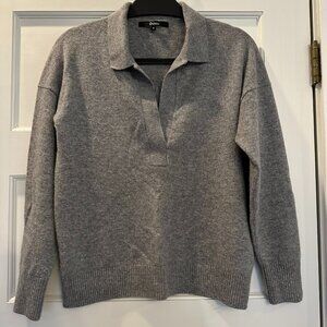 Quince Mongolian Cashmere Polo Sweater in Heather Grey